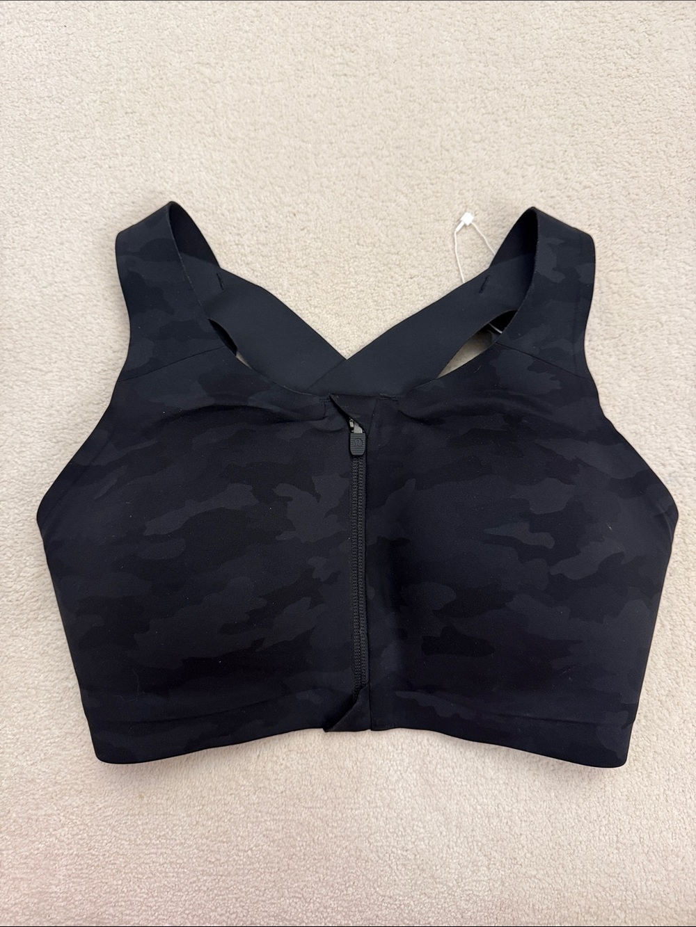 Lululemon Enlite Bra Zip Front Incognito Camo Multi Grey Size 32DDD